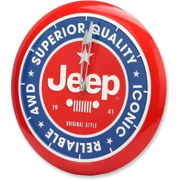 Official JEEP 4WD Genuine Part Round Embossed Metal Hanging Wall Clock Collector - Picture 4 of 8
